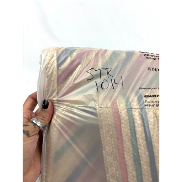 Lot of 2 Vintage Woven Straw Jute Multi Colored Striped Clutch Crossbody - Picture 16 of 16